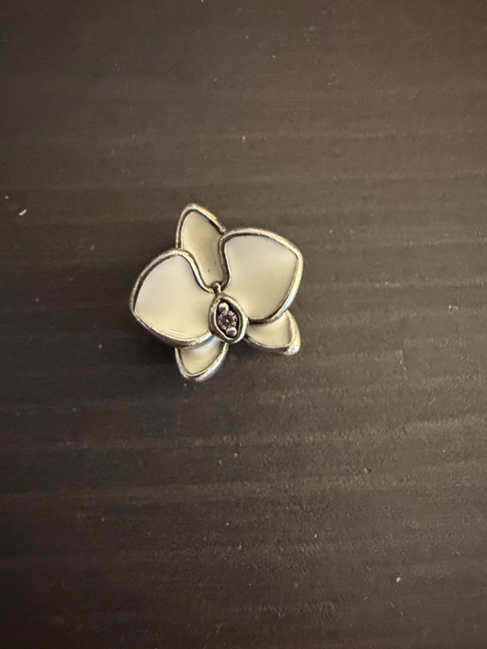 Elegant Pandora Cream Flower charm with Silver Trim